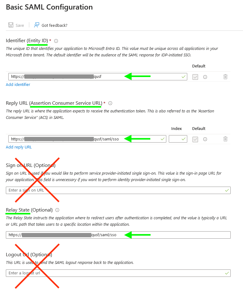 SAML Config Form