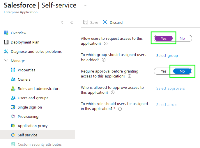 Self-service Settings